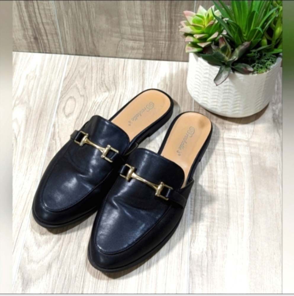 Women's Horsebit Backless Black Loafers Women's Size 7.5 Breckelles